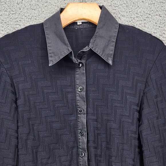 Anne Fontaine Sabine Black Textured Chevron Button Up Shirt Size 3 (US 4/6) - Picture 8 of 12